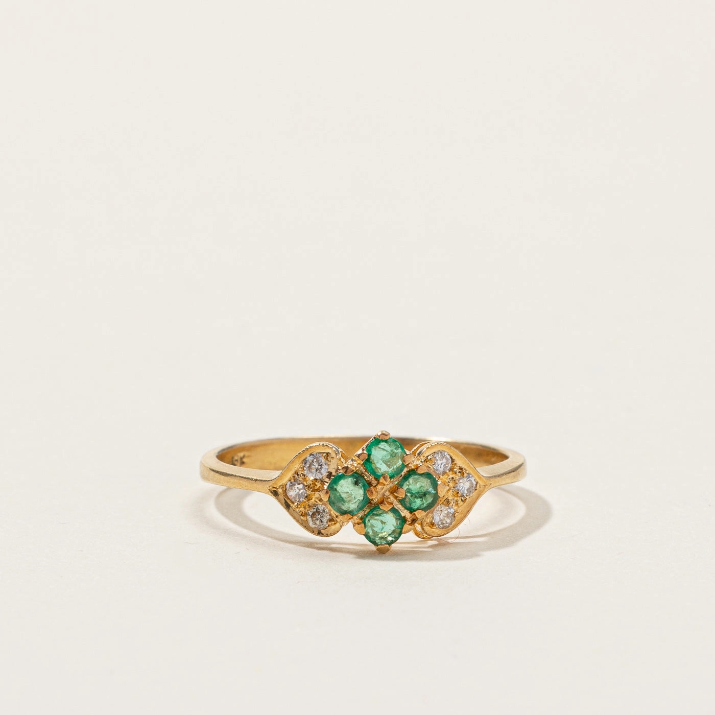 Cluster Emerald & Diamond Ring | 0.24ctw | 0.06ctw | SZ 6.75 | Delicate Details Everyday Look