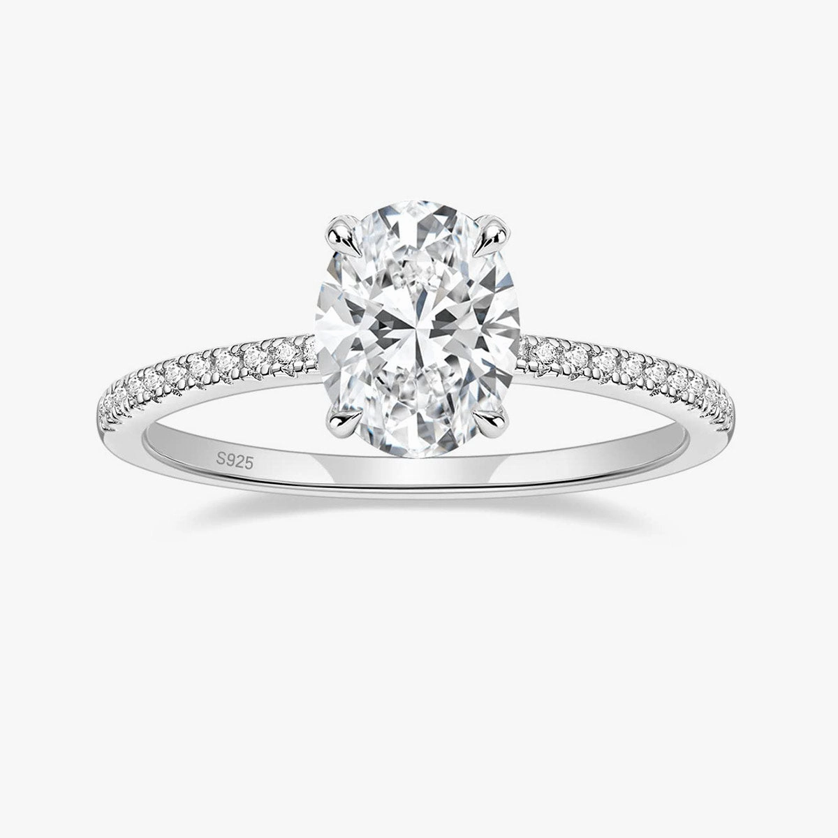 Oval Cut Cubic Zirconia Engagement Ring Delicate Frame