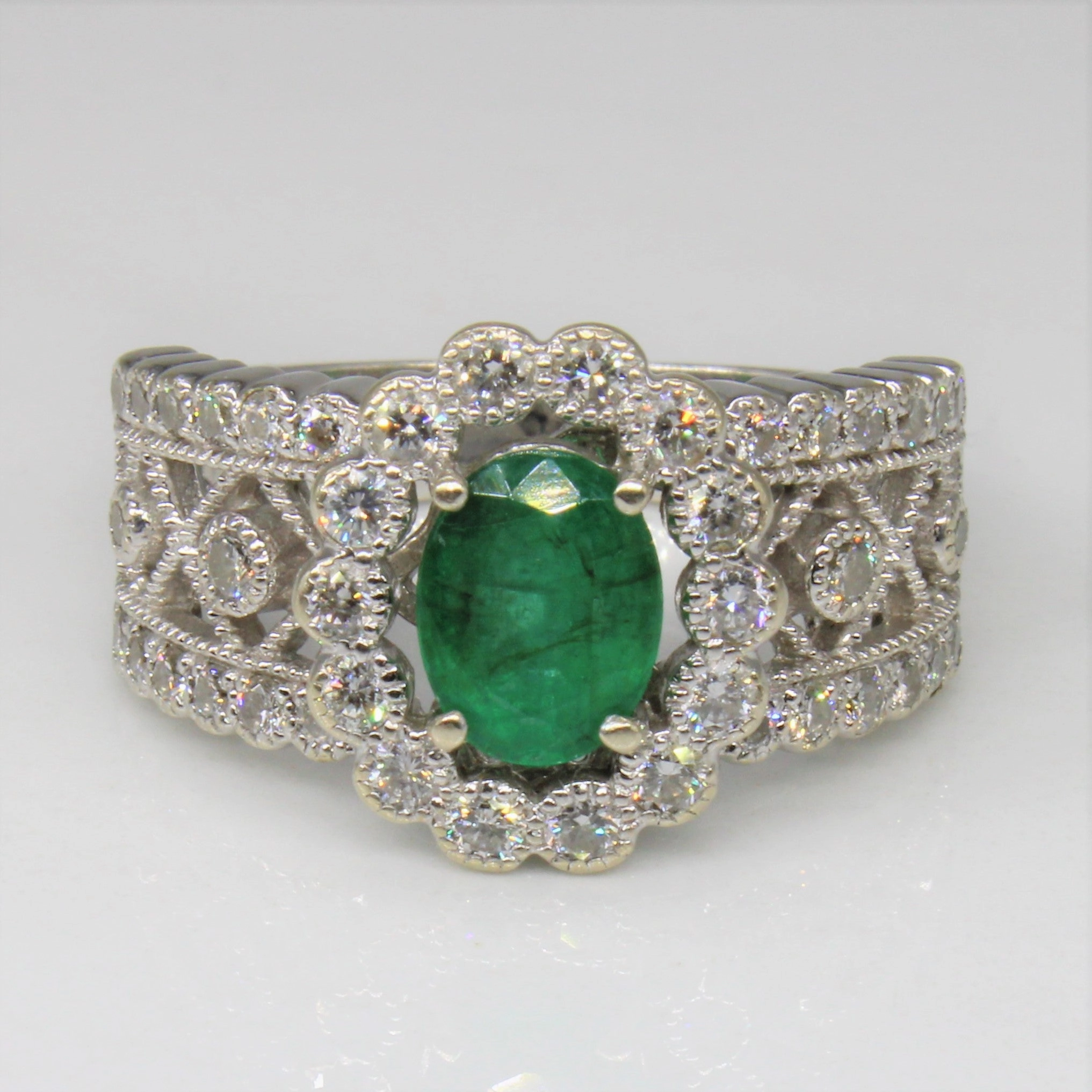 Effy' Emerald & Diamond Ring | 1.00ct, 0.60ct | SZ 7 | Fusion Form Contemporary Style