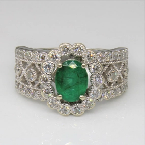 Effy' Emerald & Diamond Ring | 1.00ct, 0.60ct | SZ 7 | Fusion Form Contemporary Style