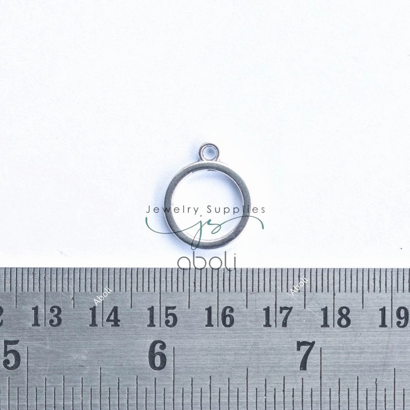 Silver circle charm silver open frame bezel 15 mm x 2 mm CHMS151 2 charms Accent Piece