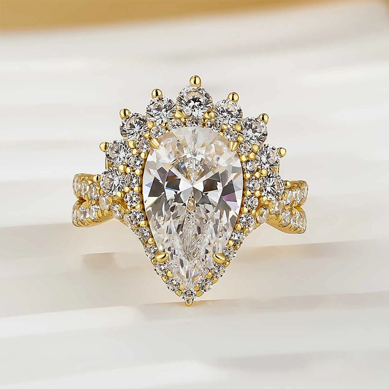 Effortless Match Vintage 4.0Ct Halo Pear Cut Twist Engagement Ring In Sterling Silver