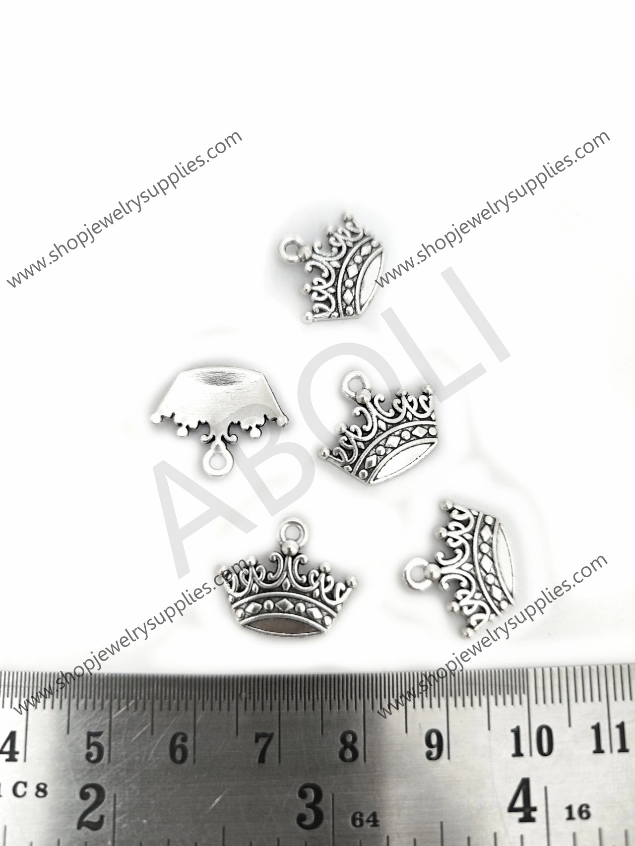 Sophisticated Design Simple Detail Silver queen crown charm king kingdom royal theme crown charmS CHMS125 5 charms