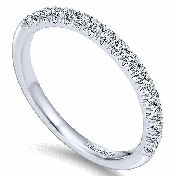 French Pave Set Diamond Band .23 Cttw 14K White Gold 210B Solar powered Modern Contour