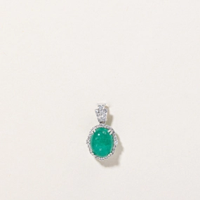 Cabochon Cut Emerald & Diamond Pendant | 2.18ct, 0.18ctw | Smooth Fit Evening Detail