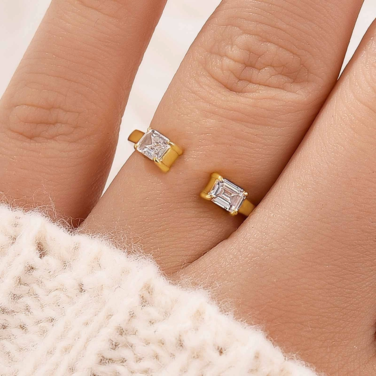 0.6Ct Emerald Cut Open Insert Wedding Band Engagement Ring Enhancer Shiny Pieces Allure Finish