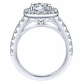 Large Pave Halo Round Diamond Ring 14K White Gold 345A Daily Fashion Contemporary Craft
