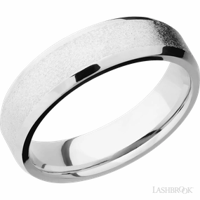 Balanced Detail Stone Finish Beveled Cobalt Chrome Wedding Band 6mm