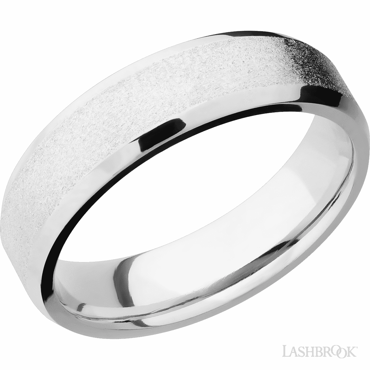 Mainstream Appeal Understated Glimmer Stone Finish Beveled Cobalt Chrome Wedding Band 6mm