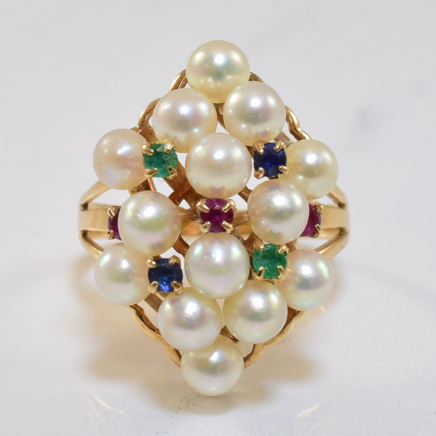 Multi Gem Split Shank Cocktail Ring | 5.60ctw | SZ 6 | Silhouette Focus