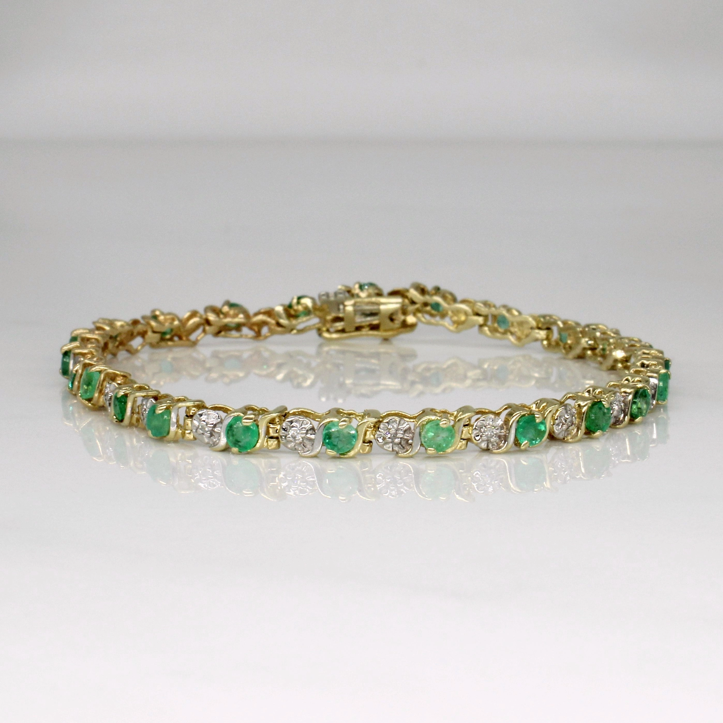 Emerald & Diamond Bracelet | 1.00ctw, 0.10ctw | 7" | Artisan Accent Glam fit