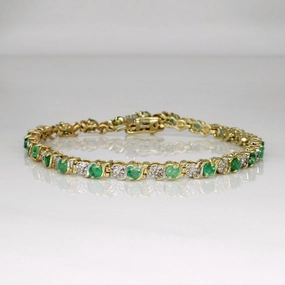 Emerald & Diamond Bracelet | 1.00ctw, 0.10ctw | 7" | Artisan Accent Glam fit