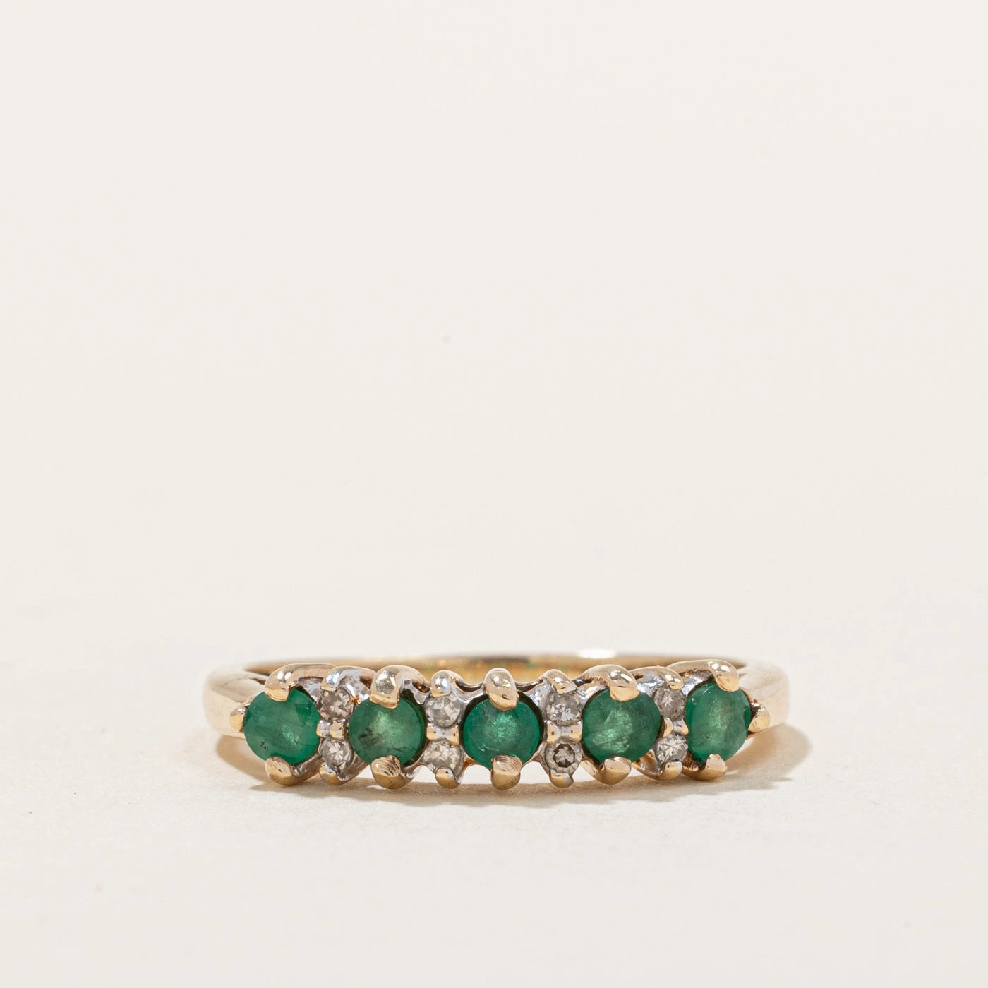 Custom Shine Design Emerald & Diamond Ring | 0.30ctw, 0.04ctw | SZ 5.75 |