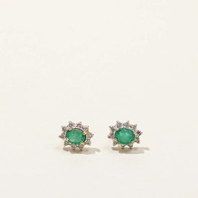 Glamorous look All ages Emerald & Diamond Stud Earrings | 0.60ctw | 0.10ctw |