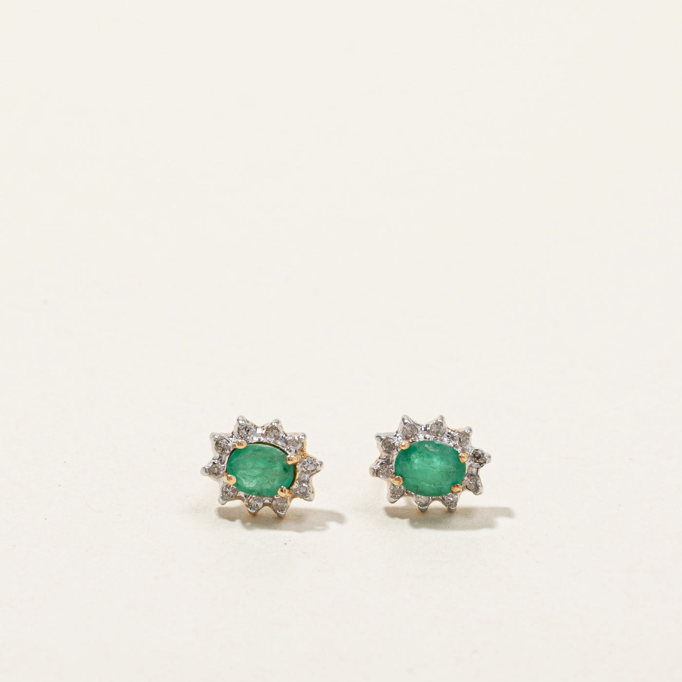 Glamorous look All ages Emerald & Diamond Stud Earrings | 0.60ctw | 0.10ctw |