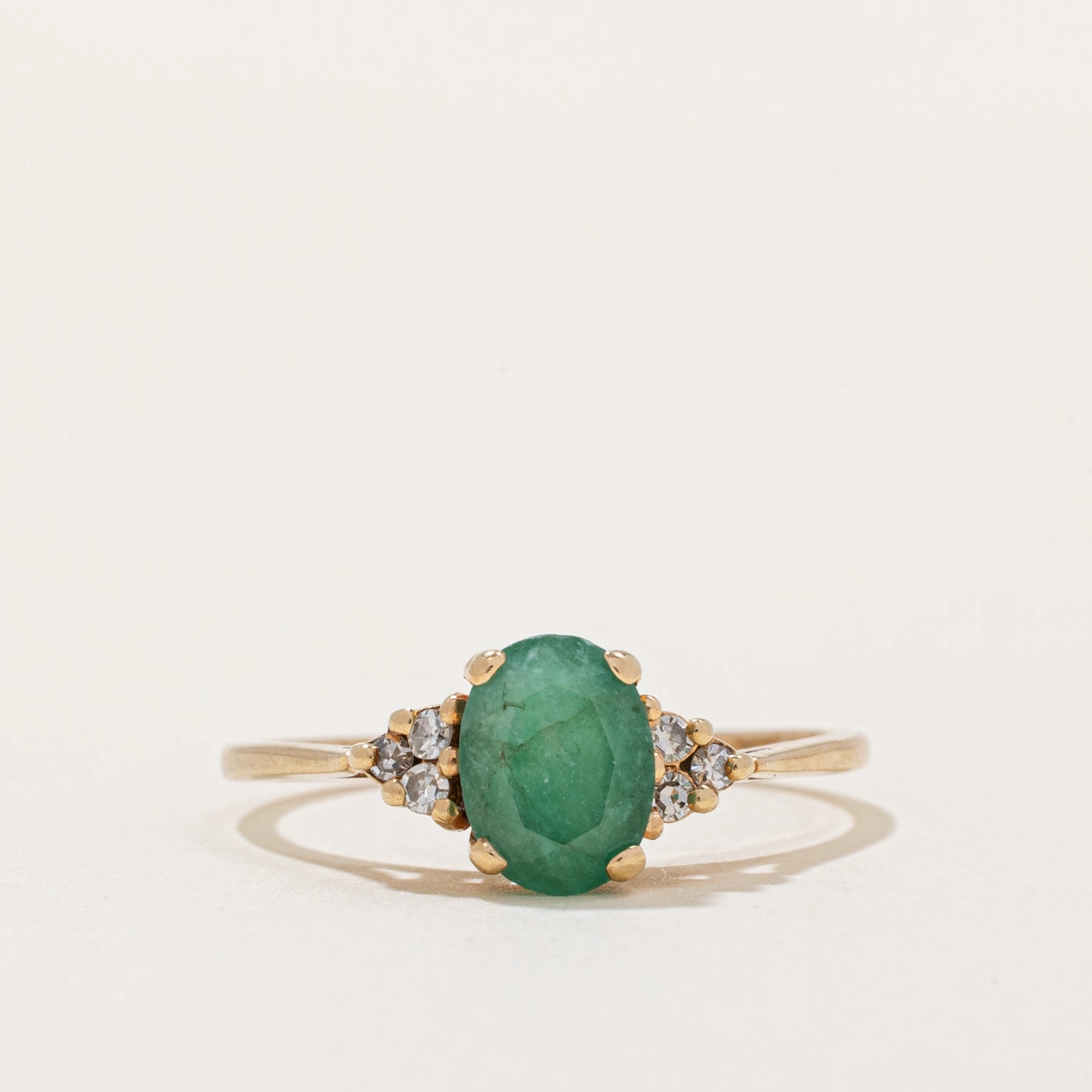 Emerald & Diamond Ring | 1.00ct, 0.06ctw | SZ 8.75 | Stylish Sparkle