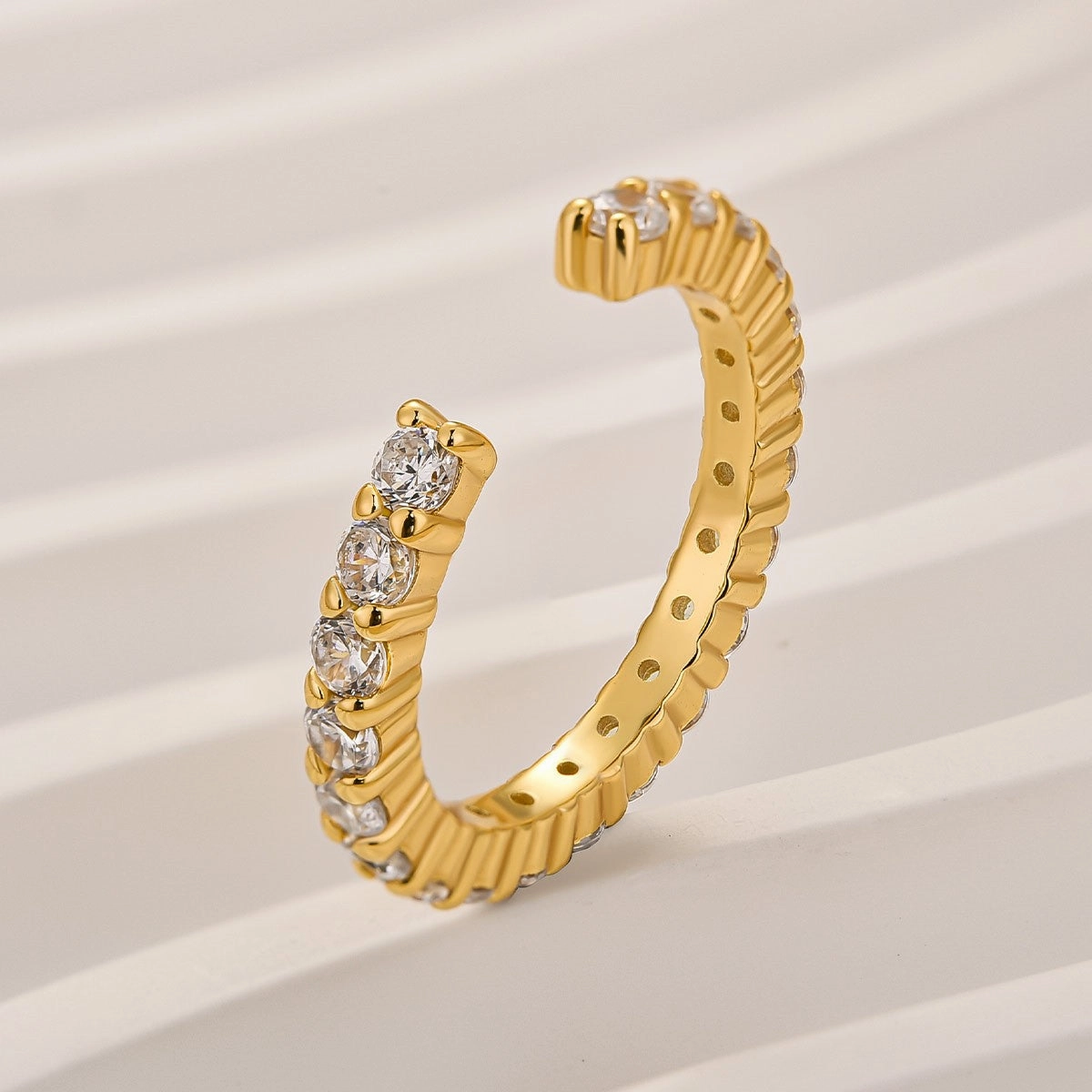 Formal Accent 1.3Ct Open Round Cut Eternity Wedding Band In Sterling Silver