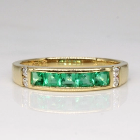 Emerald & Diamond Band | 0.50ctw, 0.06ctw | SZ 6.5 | Modern Snap