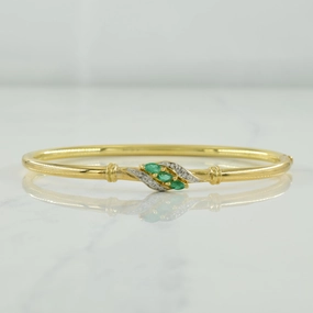 Emerald & Diamond Bangle | 0.21ctw, 0.03ctw | 7.5" | City Elegance Event Style