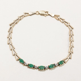 Emerald & Diamond Bracelet | 0.85ctw, 0.04ctw | 7" | Timeless Set Sophisticated Jewelry Pieces