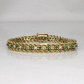 Occasion Ready Timeless Fit Emerald & Diamond Bracelet | 1.16ctw, 1.12ctw | 7" |