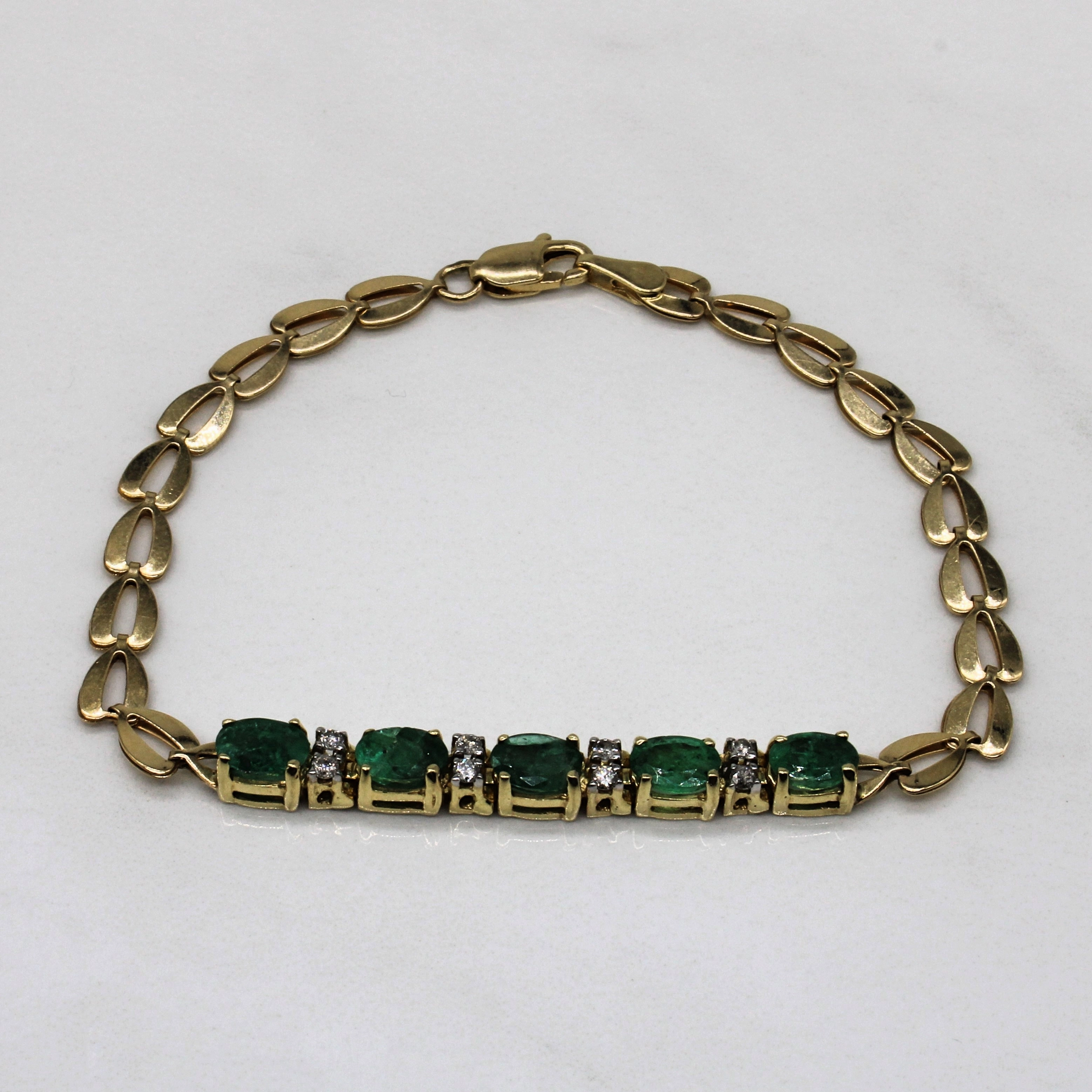 Gift Appeal Refined Feature Emerald & Diamond Bracelet | 1.25ctw, 0.16ctw | 7" |