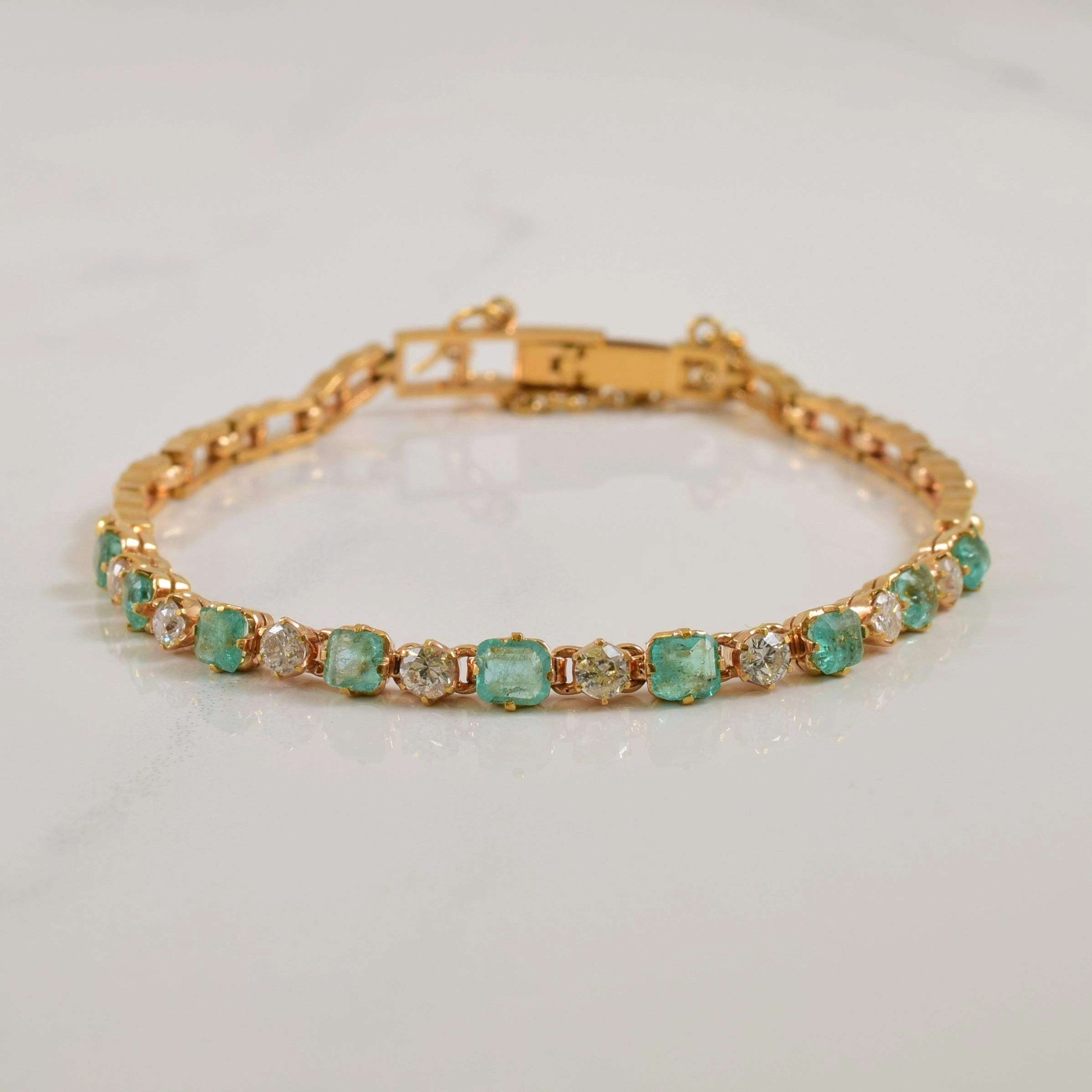 Occasion Wear Emerald & Diamond Bracelet | 1.30ctw, 0.56ctw | 6" |