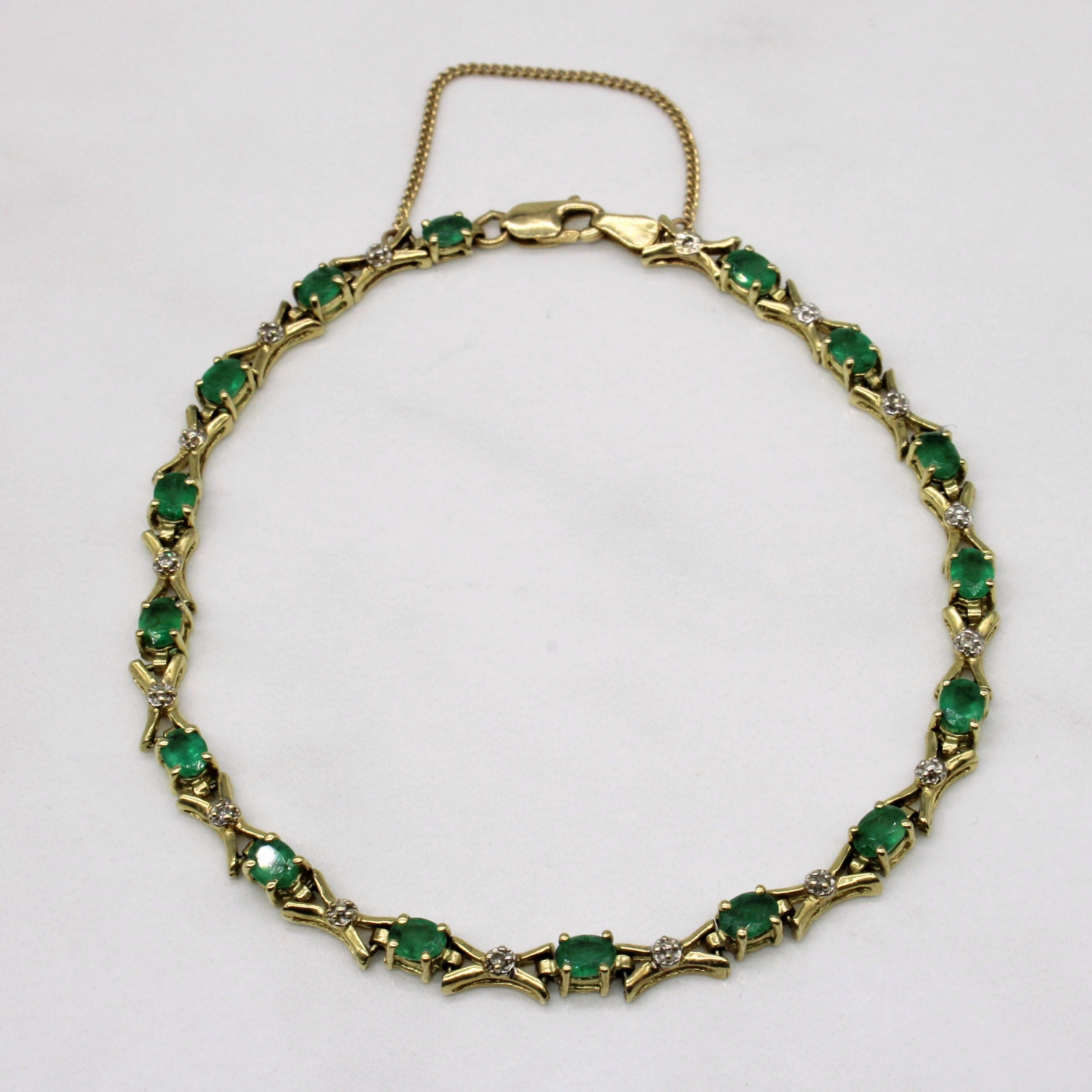 Bridal Accessory Emerald & Diamond Bracelet | 2.00ctw, 0.05ctw | 7" |