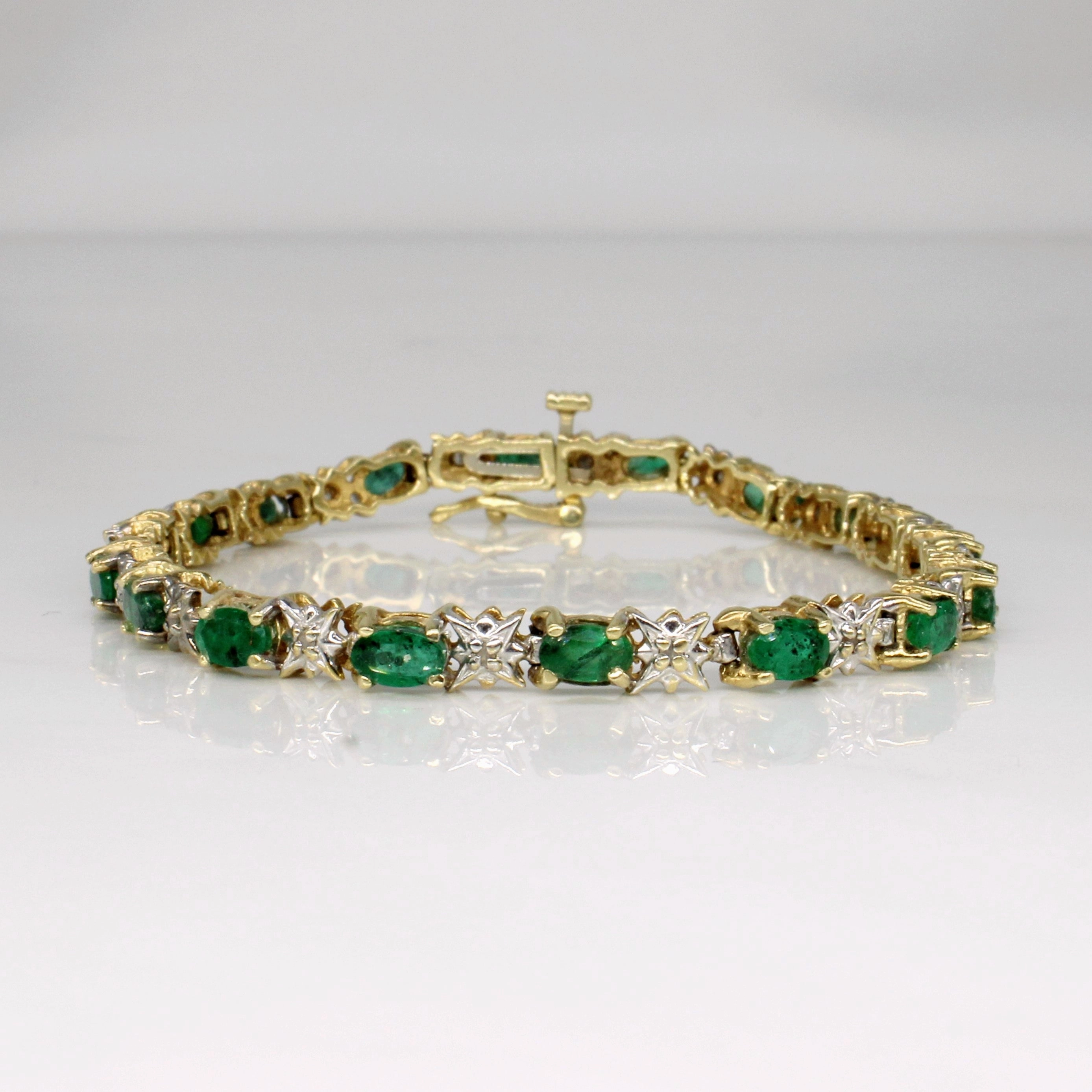 Festive Outfit Natural Flow Emerald & Diamond Bracelet | 3.25ctw, 0.09ctw | 7" |