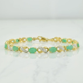 Emerald & Diamond Bracelet | 4.40ctw, 0.005ct | 7.25" | Elegant Sparkle
