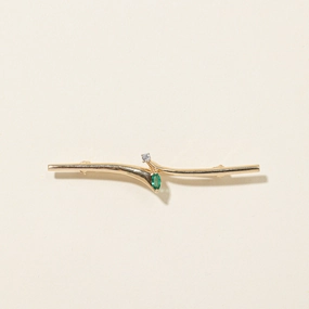 Emerald & Diamond Bypass Brooch | 0.06ct, 0.03ct Fashion Statement