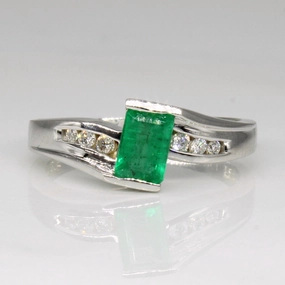 Emerald & Diamond Bypass Ring | 0.43ct, 0.09ctw | SZ 6.5 | Premium Highlight