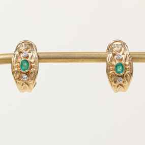 Emerald & Diamond Clip On Earrings | 0.20ctw, 0.04ctw | Shiny Jewelry Touch Chic Highlight