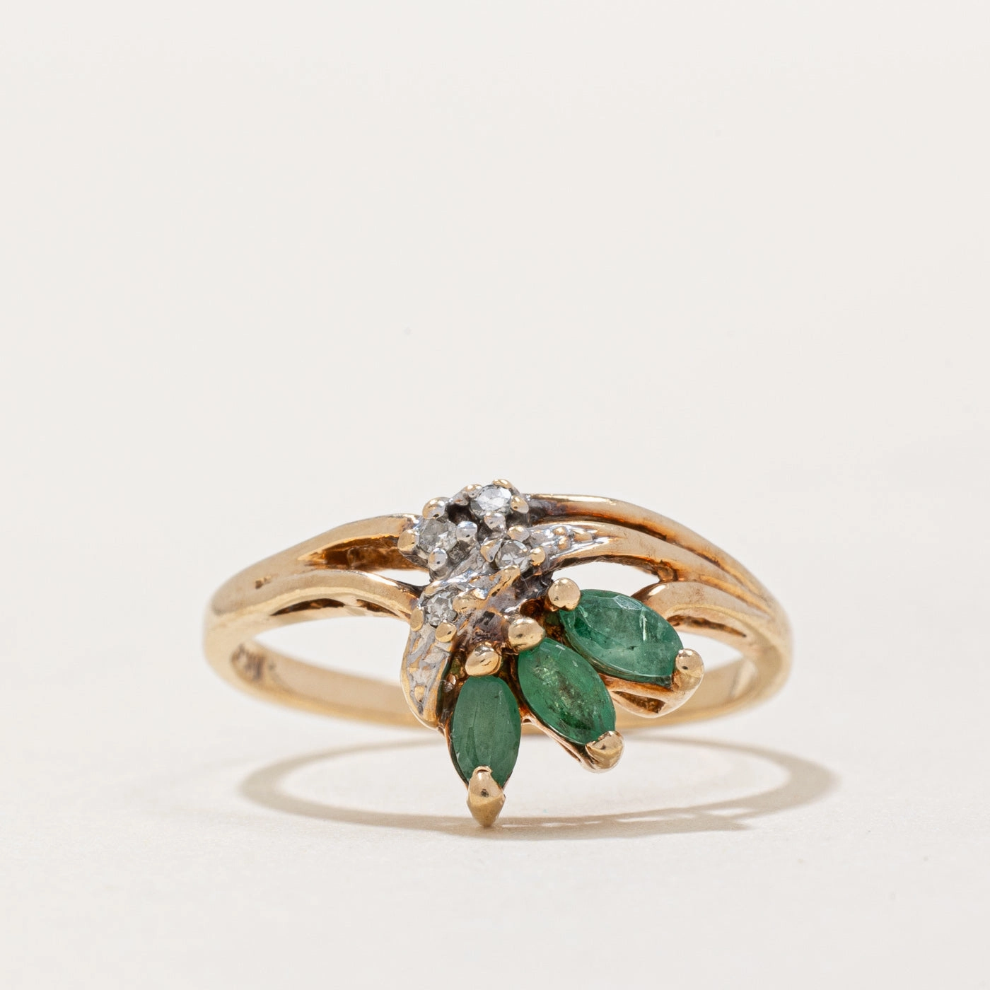 Perfect Finish Emerald & Diamond Cluster Ring | 0.12ctw, 0.02ctw | SZ 5.5 |