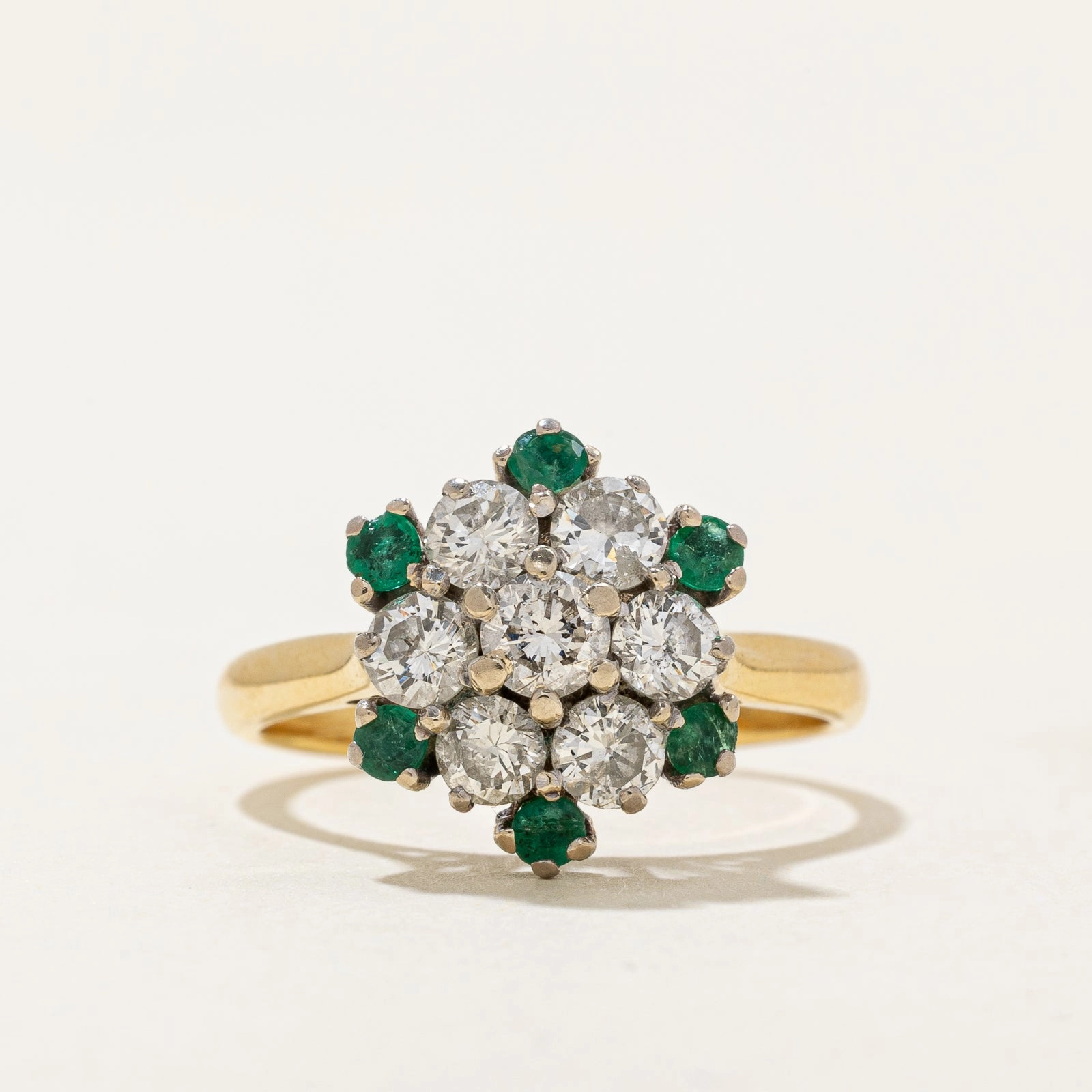 Emerald & Diamond Cluster Ring | 0.24ctw, 1.05ctw | SZ 7.25 Dazzling Look