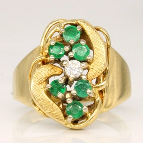 Emerald & Diamond Cluster Ring | 0.30ctw, 0.07ct | SZ 5 | Travel Friendly Chic Evening