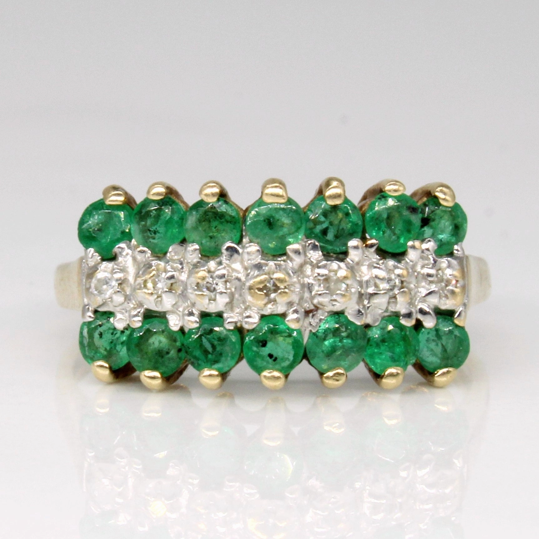 Chic Appeal Emerald & Diamond Cluster Ring | 0.56ctw, 0.03ctw | SZ 7.5 |