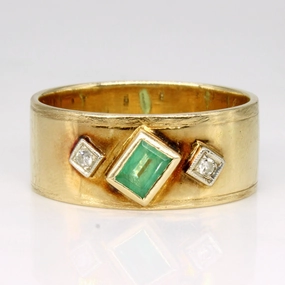 Emerald & Diamond Cocktail 14k Ring | 0.30ct, 0.02ctw | SZ 10.75 | Seasonal Pairing