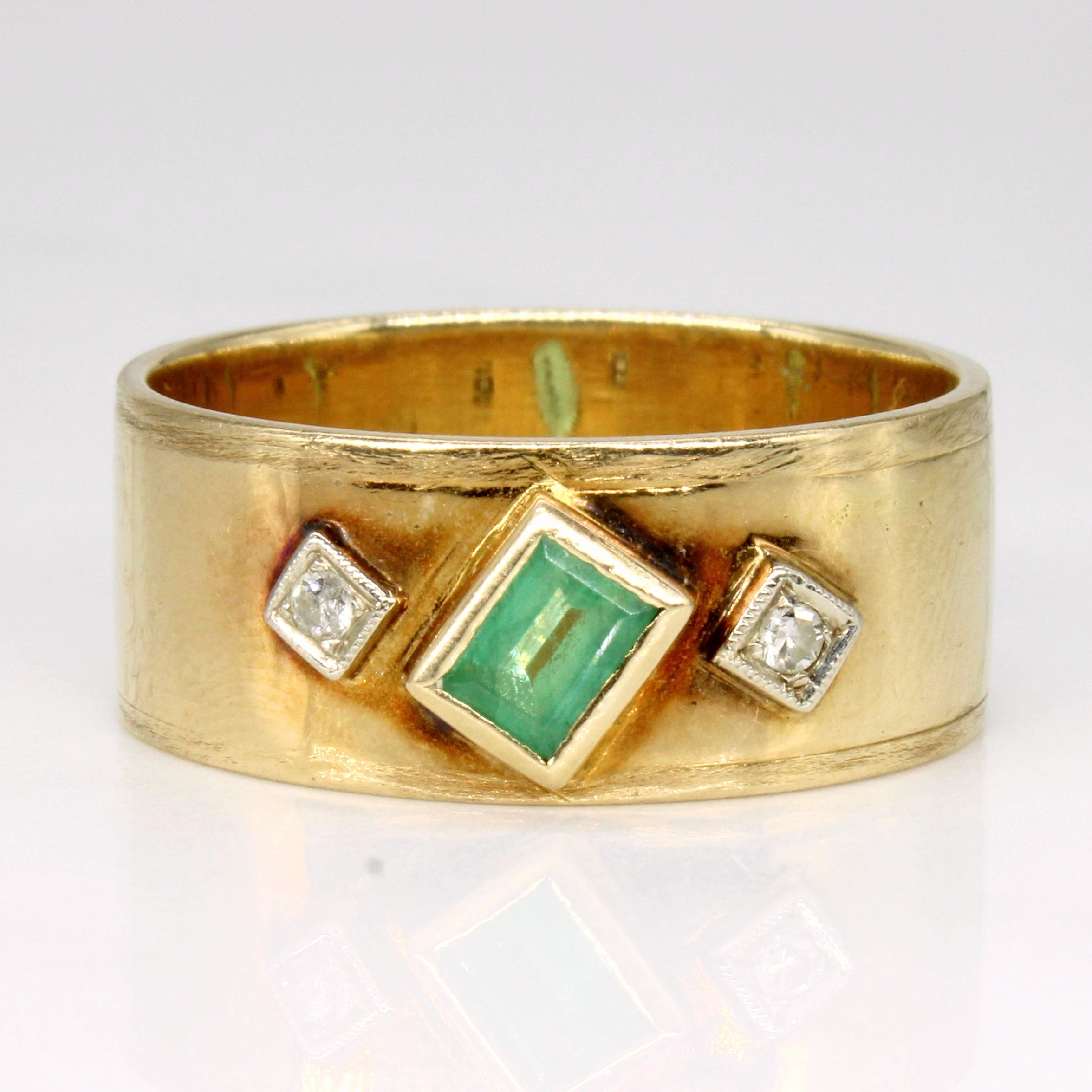 Emerald & Diamond Cocktail 14k Ring | 0.30ct, 0.02ctw | SZ 10.75 | Seasonal Pairing