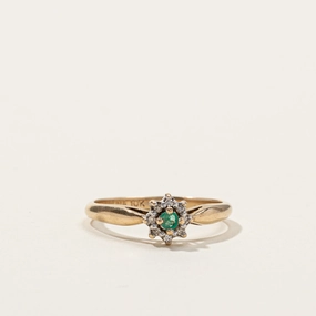 Emerald & Diamond Cocktail Ring | 0.05ctw | 0.04ctw | SZ 6.25 | Flawless Accent
