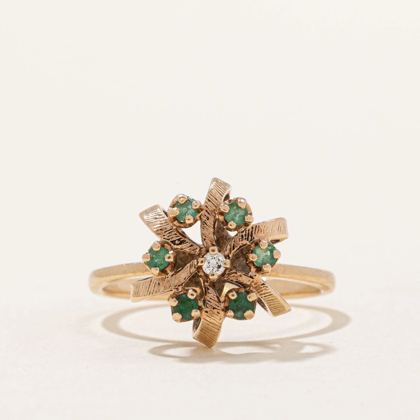Charming Radiance Emerald & Diamond Cocktail Ring | 0.20ctw, 0.03ct | SZ 8.25 |