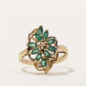 Charming Jewelry Shine Emerald & Diamond Cocktail Ring | 0.80ctw, 0.03ctw | SZ 8 |