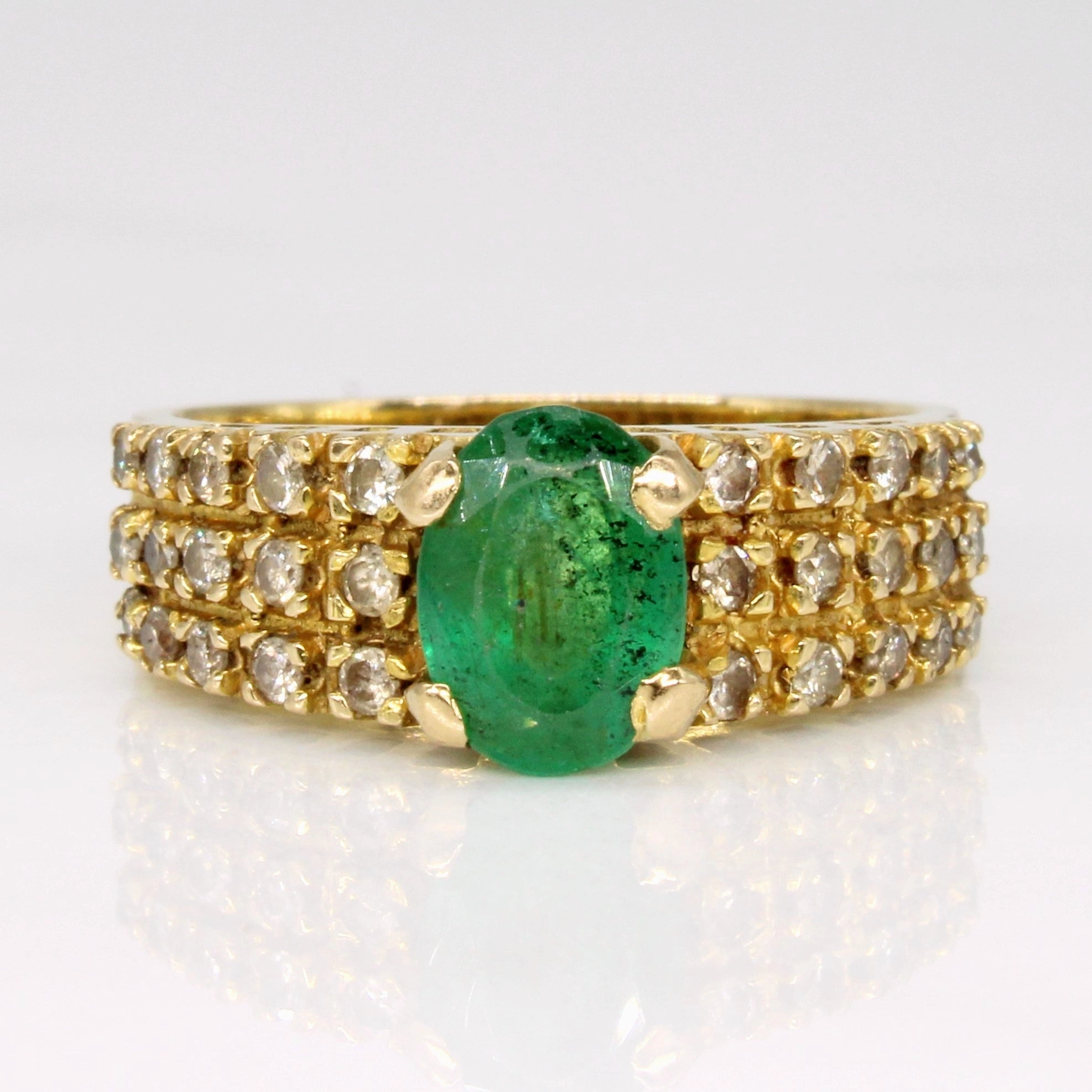 Radiant Craft Exquisite Look Emerald & Diamond Cocktail Ring | 1.00ct, 0.30ctw | SZ 6.25 |