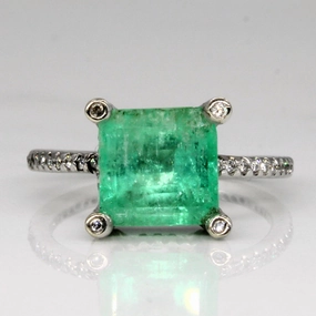 Emerald & Diamond Cocktail Ring | 2.50ct, 0.36ctw | SZ 6.25 | Everyday Fashion