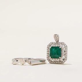 Showstopper Look Emerald & Diamond Convertible Pendant & Ring | 1.52ct, 0.419ctw | SZ 7