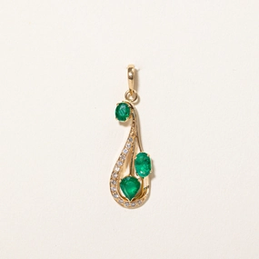 Shining Detail Emerald & Diamond Crop Pendant | 0.95ctw, 0.14ctw |