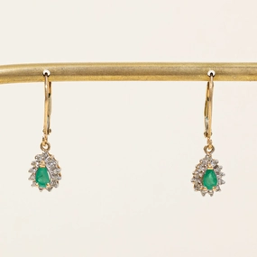 Night Style Emerald & Diamond Drop Earrings | 0.28ctw, 0.15ctw |