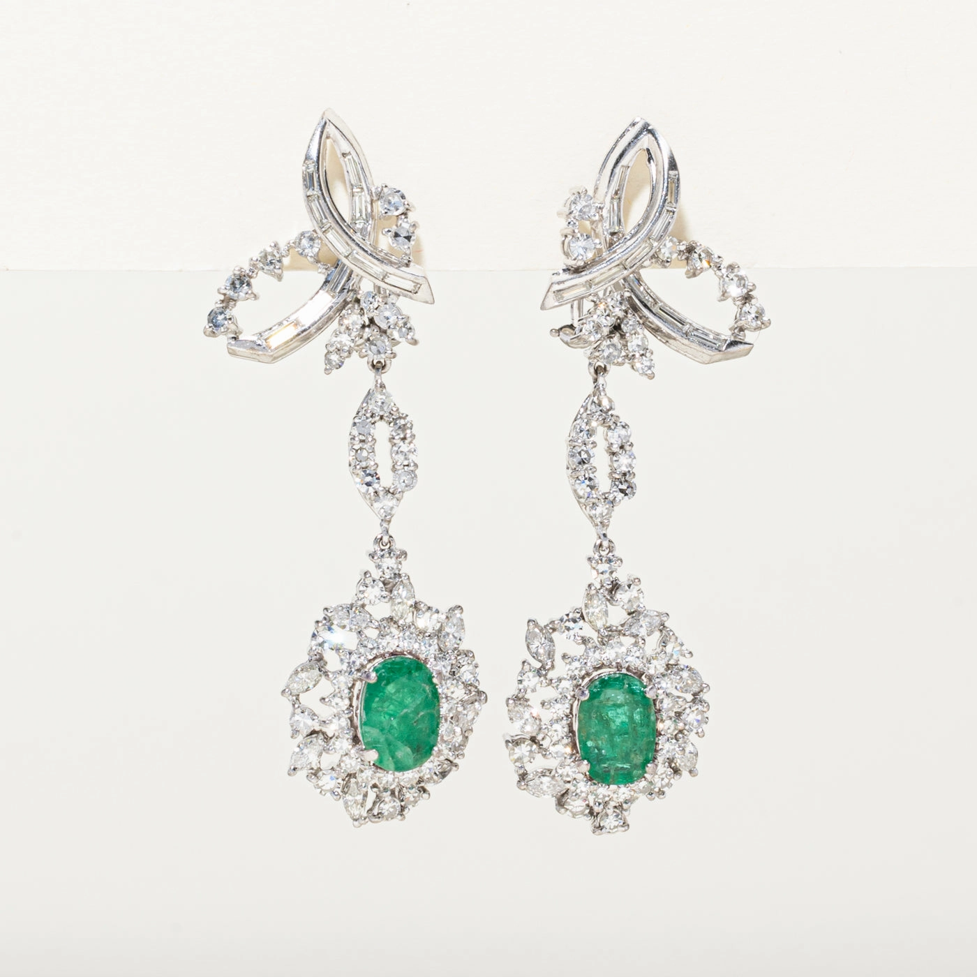 Muted Mood Daywear Fit Emerald & Diamond Drop Earrings | 2.18ctw, 4.01ctw