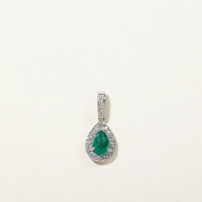 Emerald & Diamond Drop Pendant | 0.65ct, 0.06ctw | Shiny Style