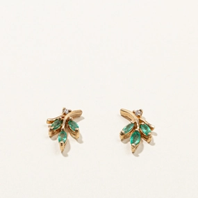 Emerald & Diamond Earrings | 0.20ctw | 0.04ctw | feminine grace Birthday Surprise